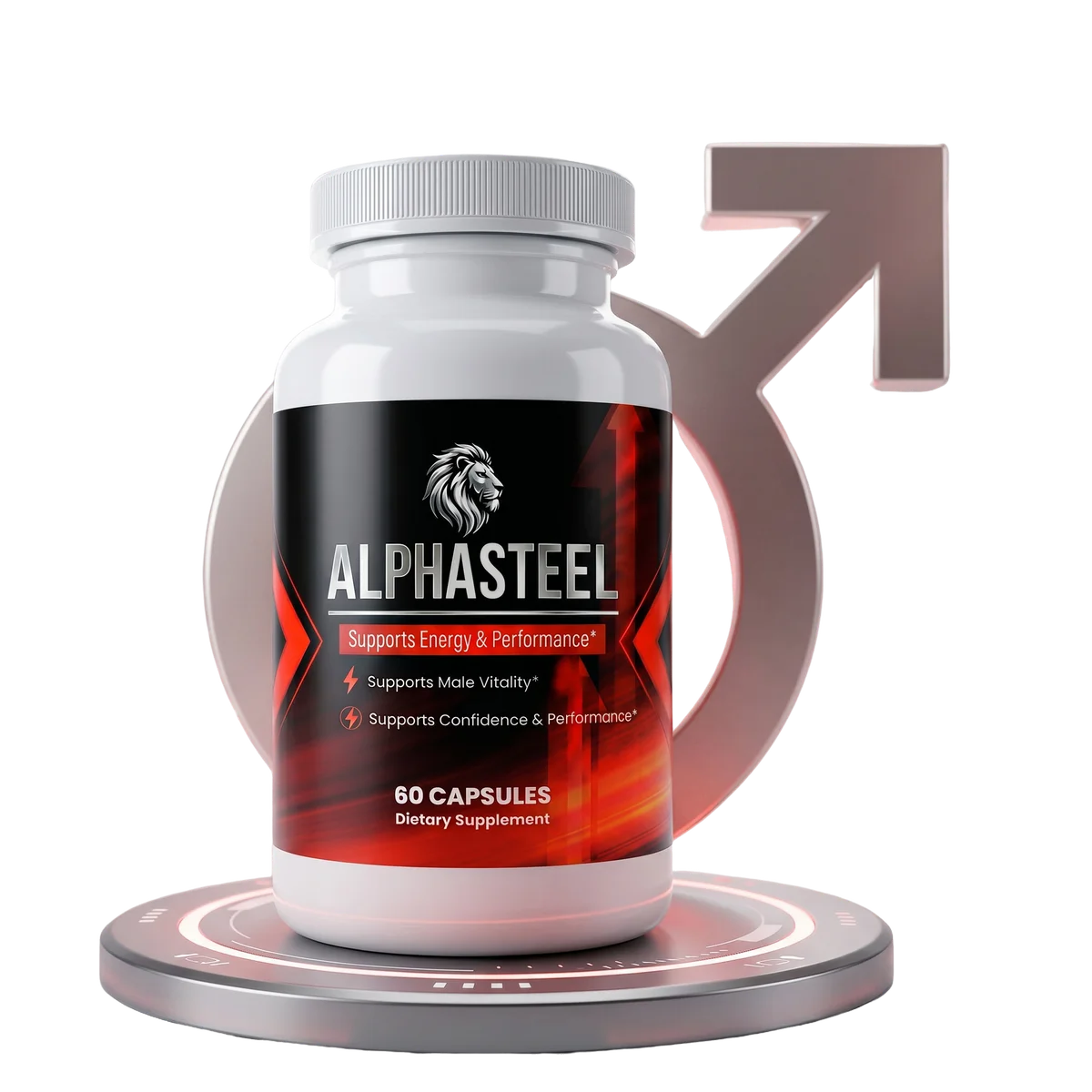 AlphaSteel Men's Wellness Support — Front Label